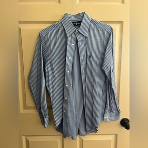 Ralph Lauren Men's Blue and White Striped Shirt